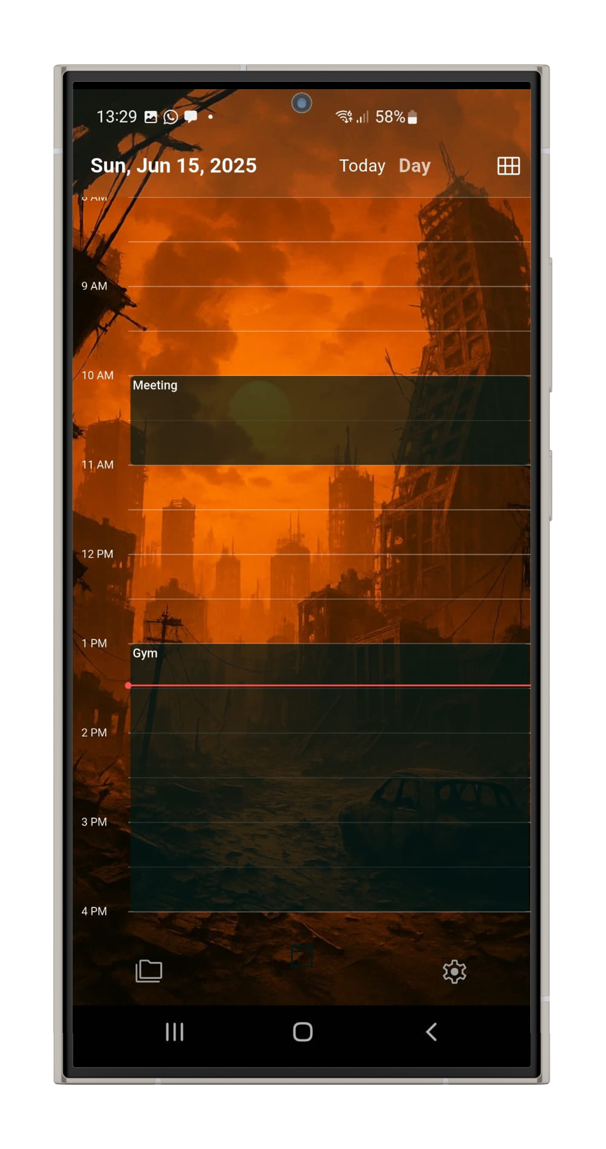 Screenshot of the Kaizen Day View, showing tasks and calendar events integrated.